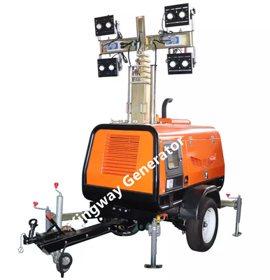 Wieża oświetleniowa budowlana 8,8 m 400 V z lampą LED Silnik Kubota